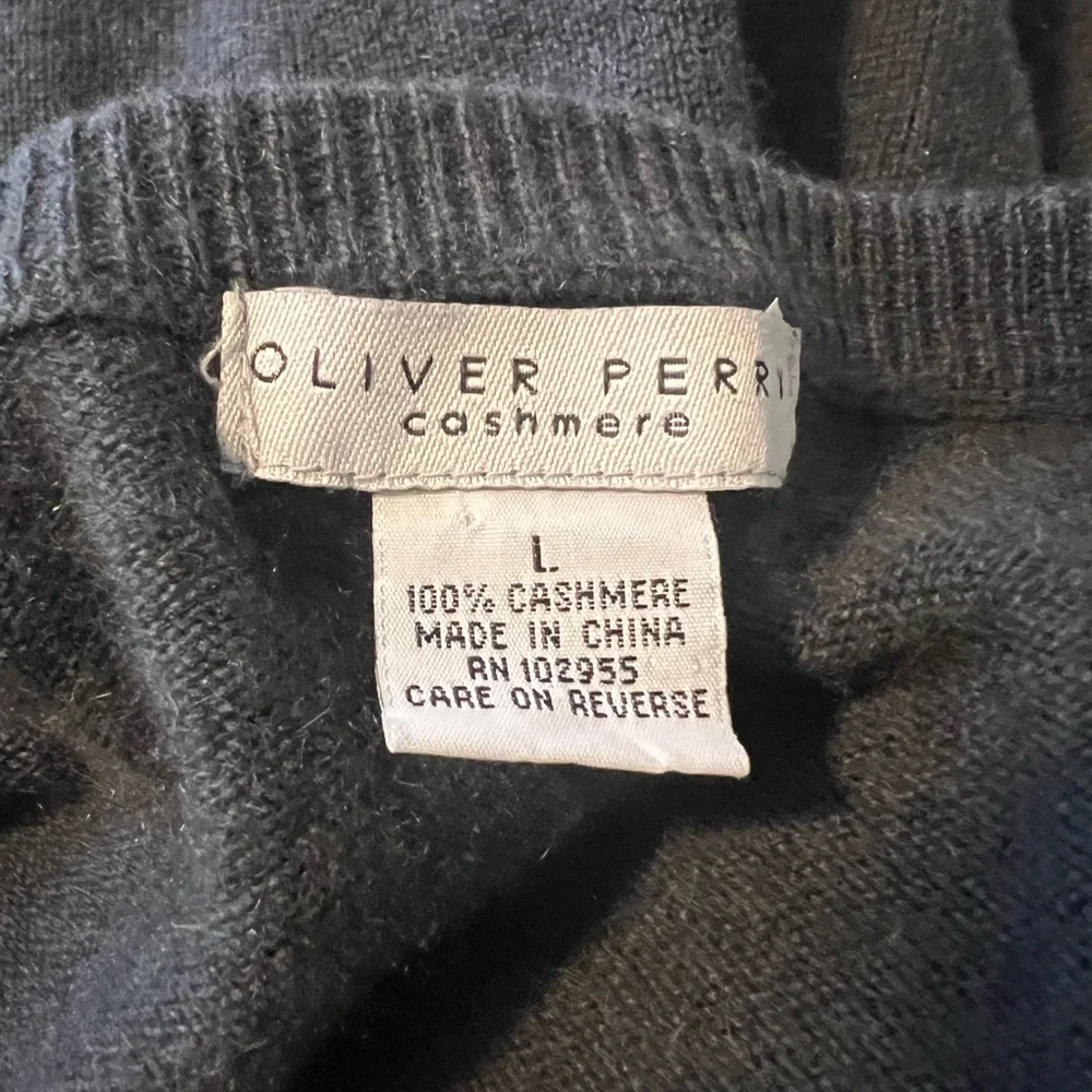 Oliver Perry 100% Cashmere V‎ Neck Pullover Sweater Gray Layering Grandpa